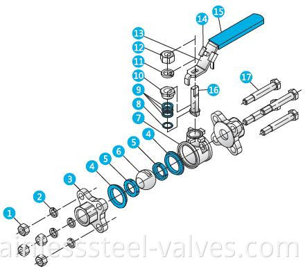 3pc socket welded stainless steel ball valve